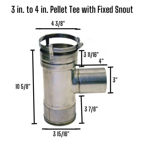 3 in. to 4 in. Pellet Tee with Fixed Snout - Image 2