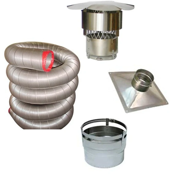 5 in. x 15 ft. 316Ti Stainless Steel Chimney Liner Kit with Appliance Insert Connector - Image 2