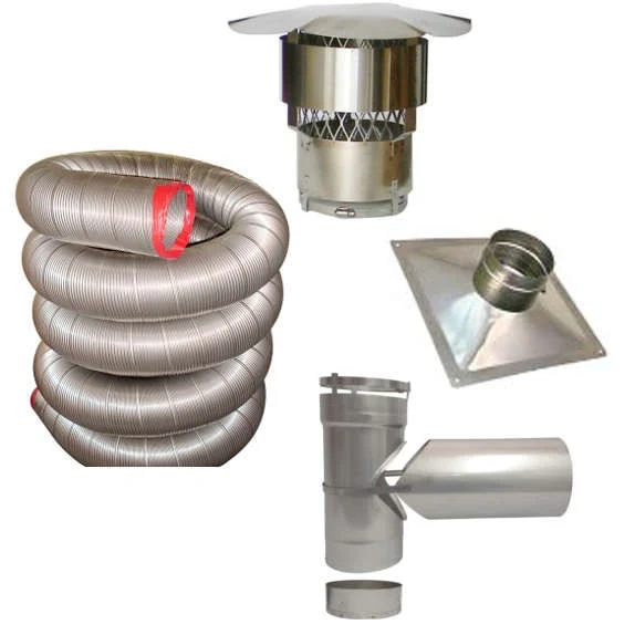 5 in. x 30 ft. 316Ti Stainless Steel Chimney Liner Kit with Tee Connector - Image 2