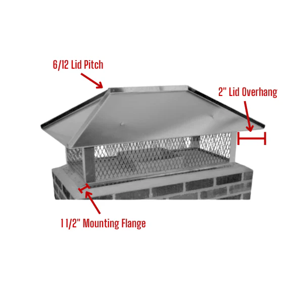 Copper Multi-Flue Cap with Hip and Ridge Lid, Top Mount - Image 3